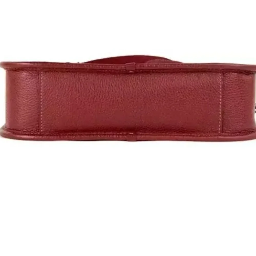 Coach Red Signature Canvas Crossbody Bag with Pink Stripe